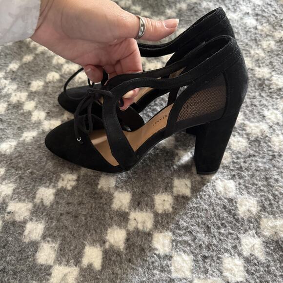 Christian Siriano Shoes Size 7.5 Suede Block Heel Lace Up Mesh Pumps Whimsigoth - Picture 6 of 9